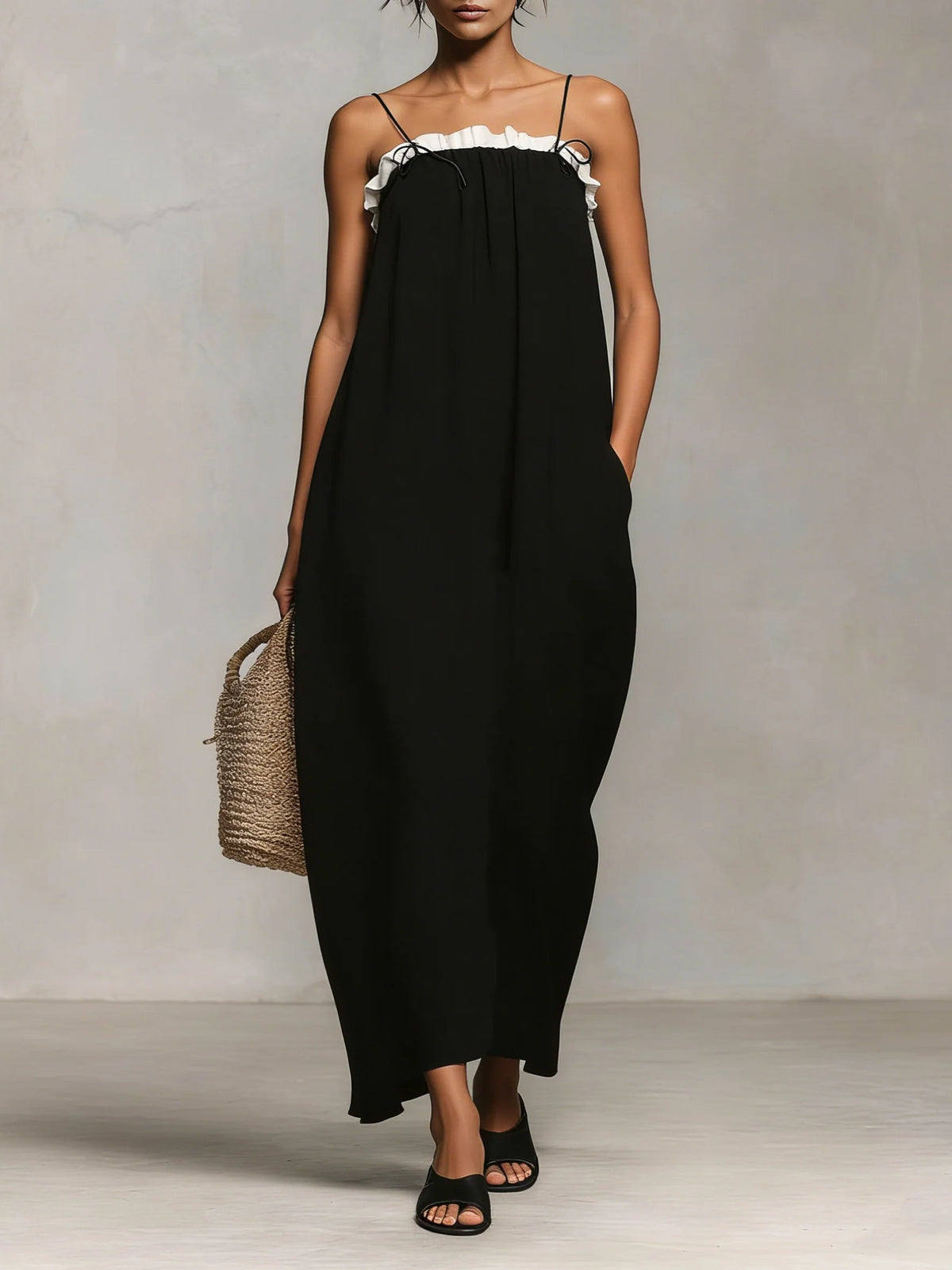 Dolores™ | Vestido Maxi con Bloques de Color y Tirantes Finos