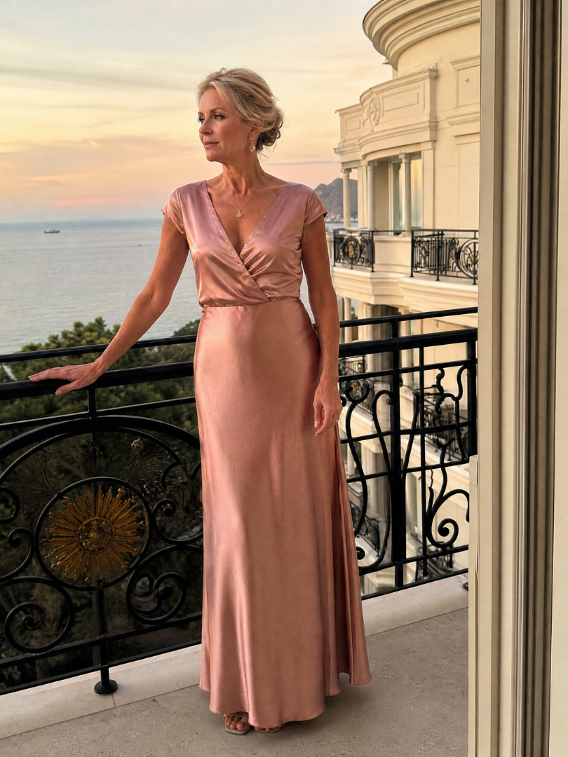 Natalia™ | Vestido Maxi Envolvente con Manga Casquillo