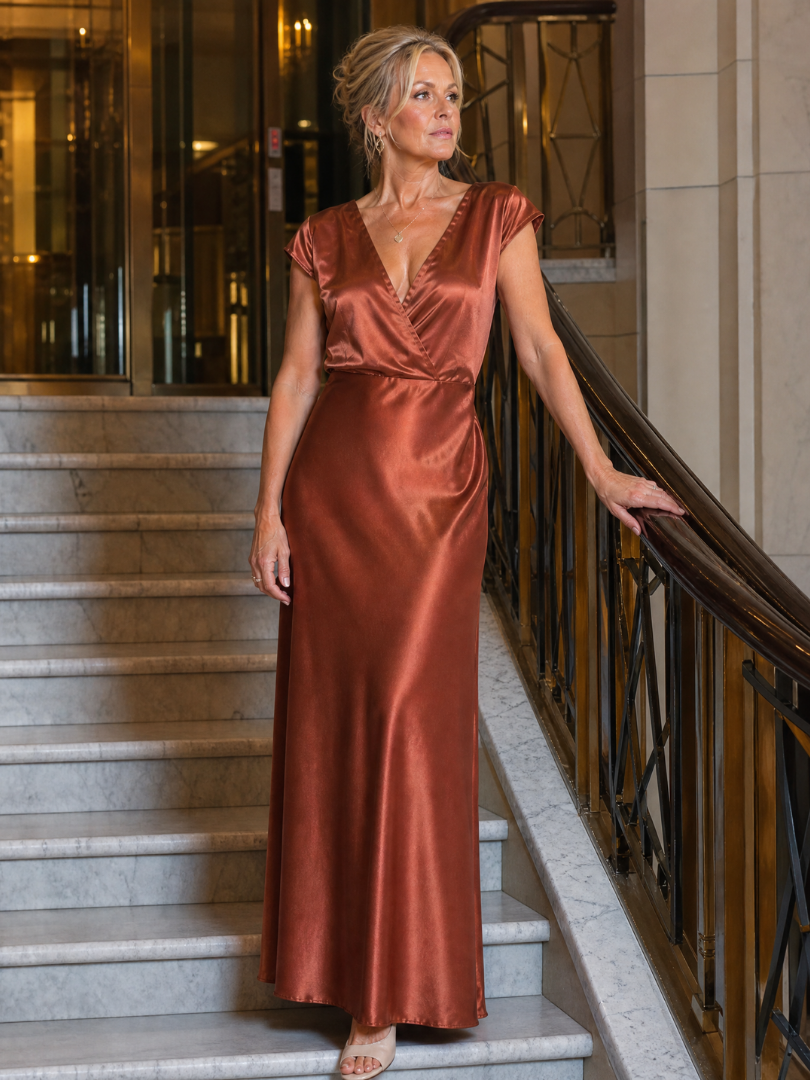 Natalia™ | Vestido Maxi Envolvente con Manga Casquillo