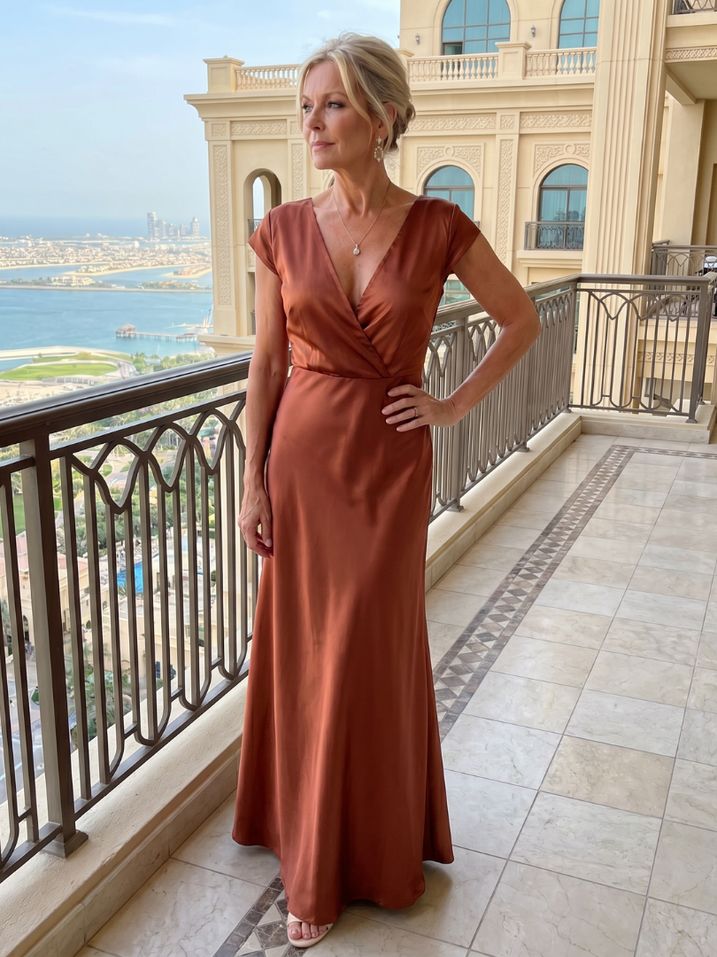Natalia™ | Vestido Maxi Envolvente con Manga Casquillo