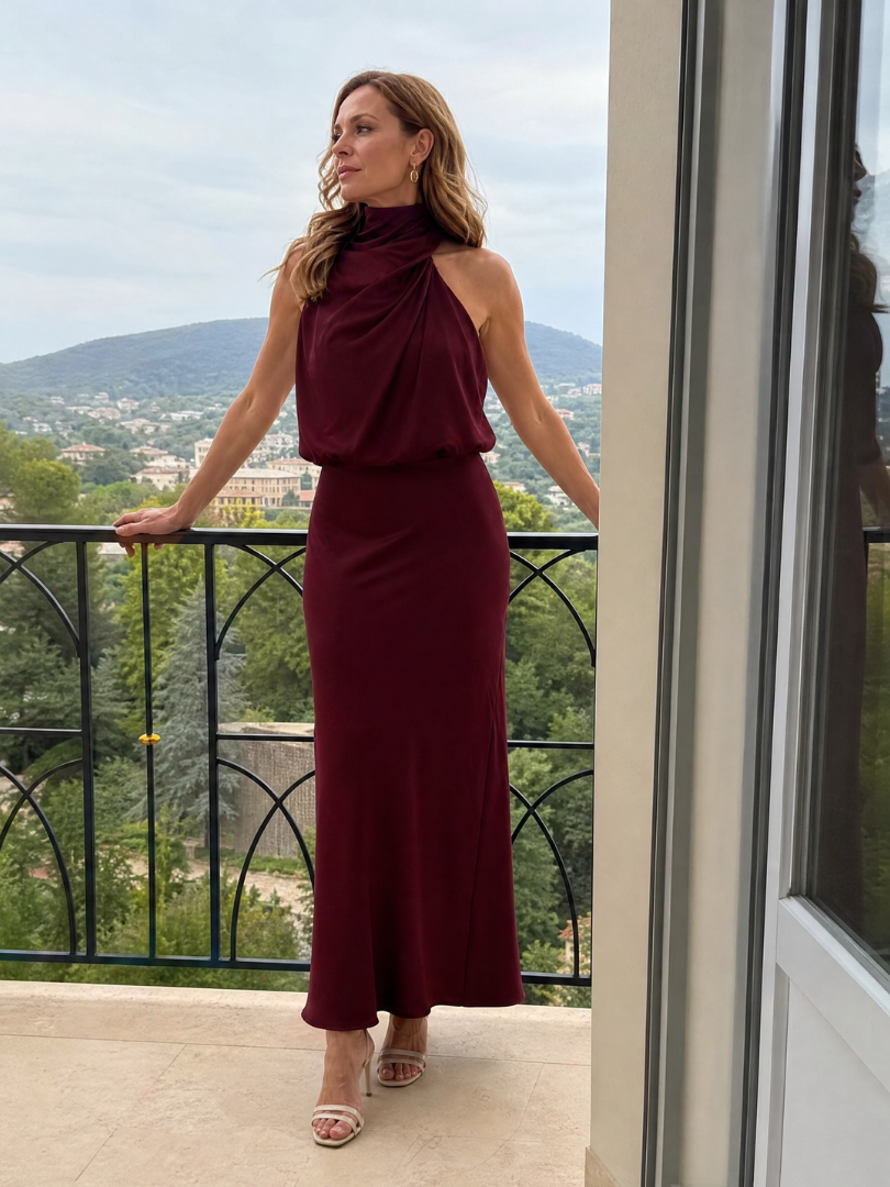 Marisol™ | Vestido Midi Sin Mangas con Escote Drapeado