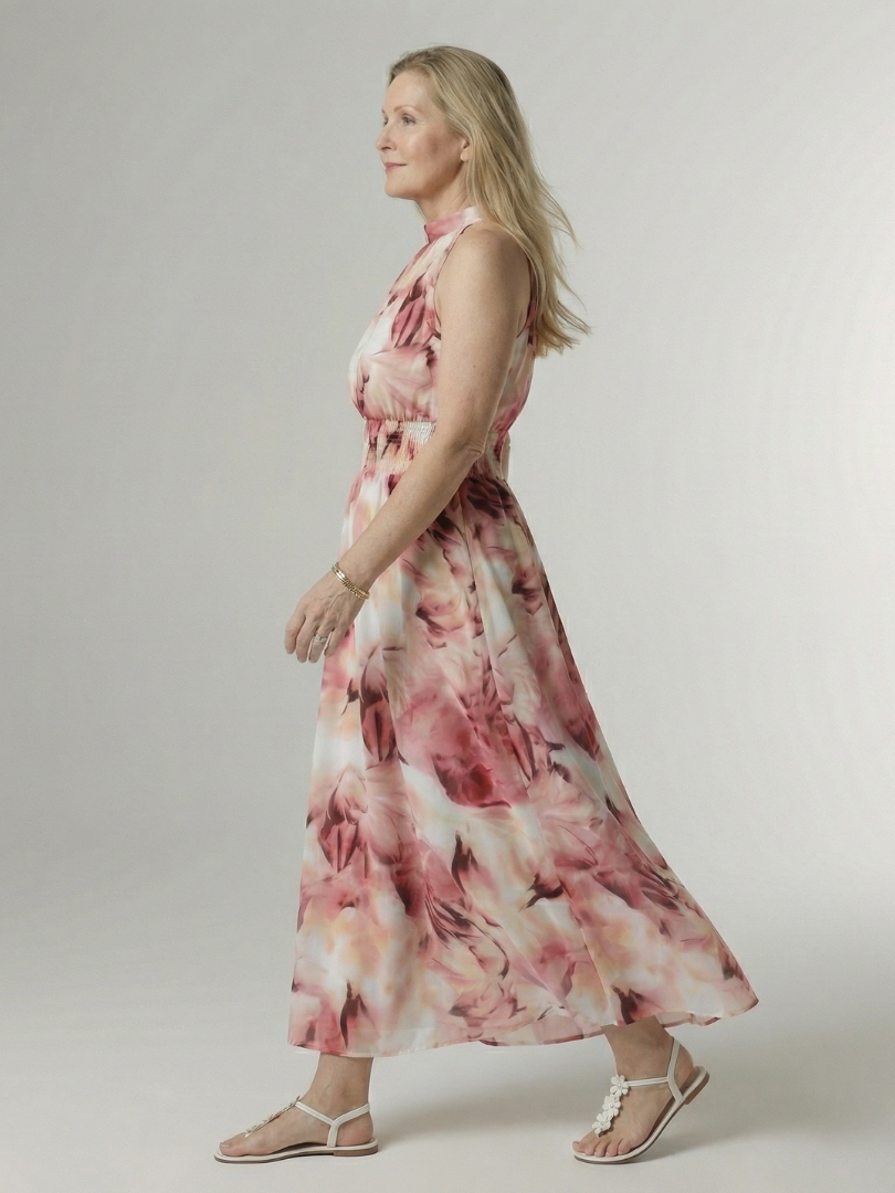 Sylin™ | Vestido Midi Halter con Cintura Fruncida