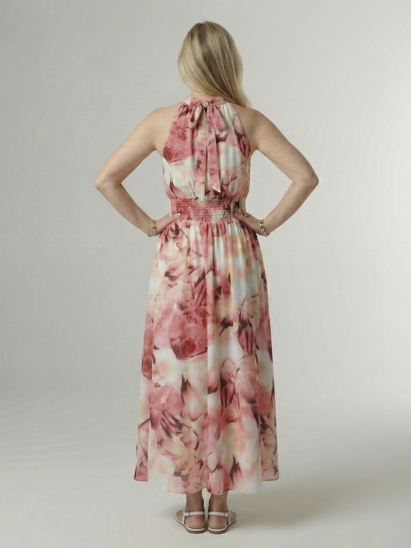 Sylin™ | Vestido Midi Halter con Cintura Fruncida