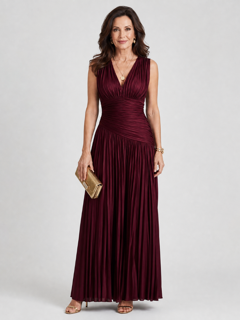 Daniela™ | Vestido Midi Sin Mangas Plisado con Escote en V