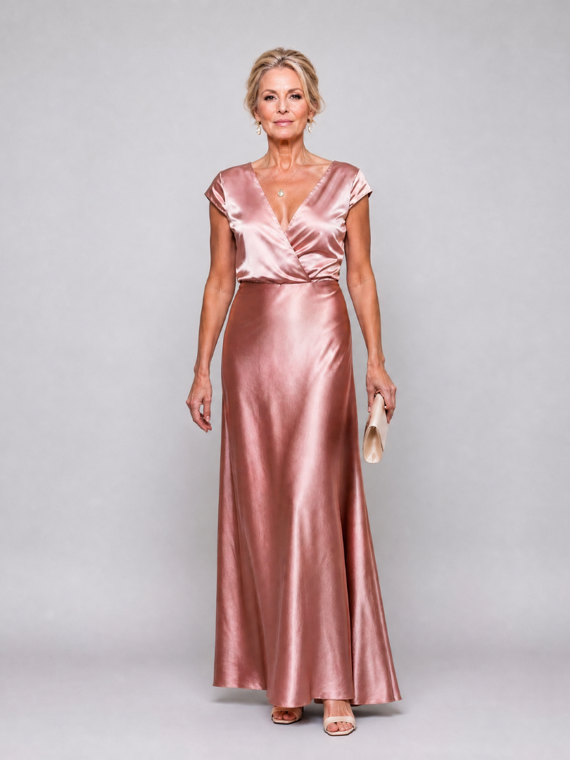 Natalia™ | Vestido Maxi Envolvente con Manga Casquillo
