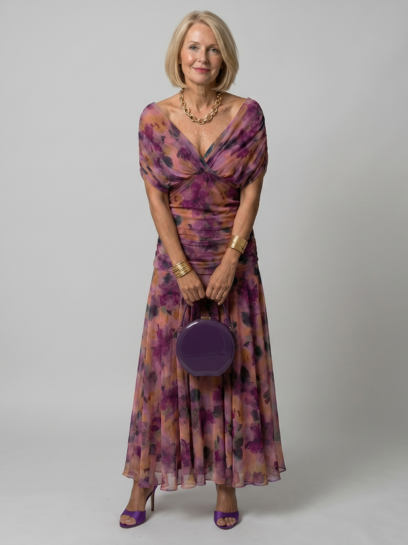 Calen™ | Vestido Midi Hombros Descubiertos con Falda Fluida