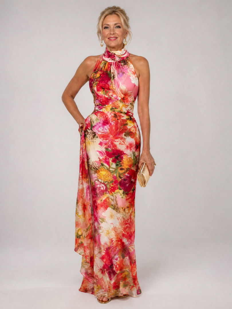 Gabriela™ | Vestido Maxi Halter con Estampado Floral
