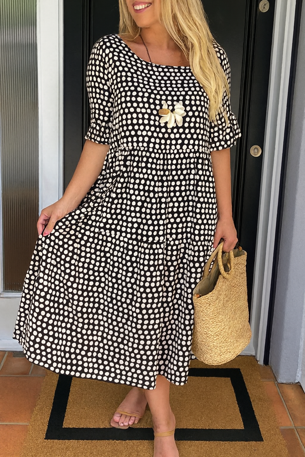 Noémie™ | Vestido Midi Fluido Elegante Natural