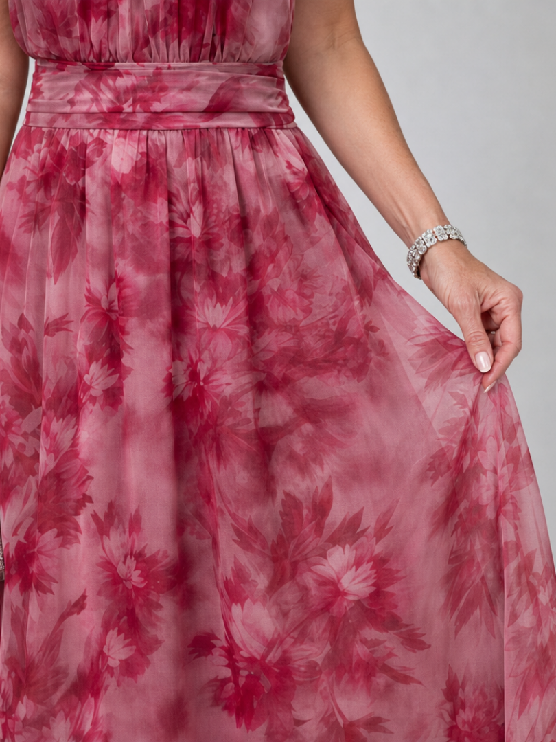 Itzel™ | Vestido Midi Halter Suave con Cuerpo Fruncido