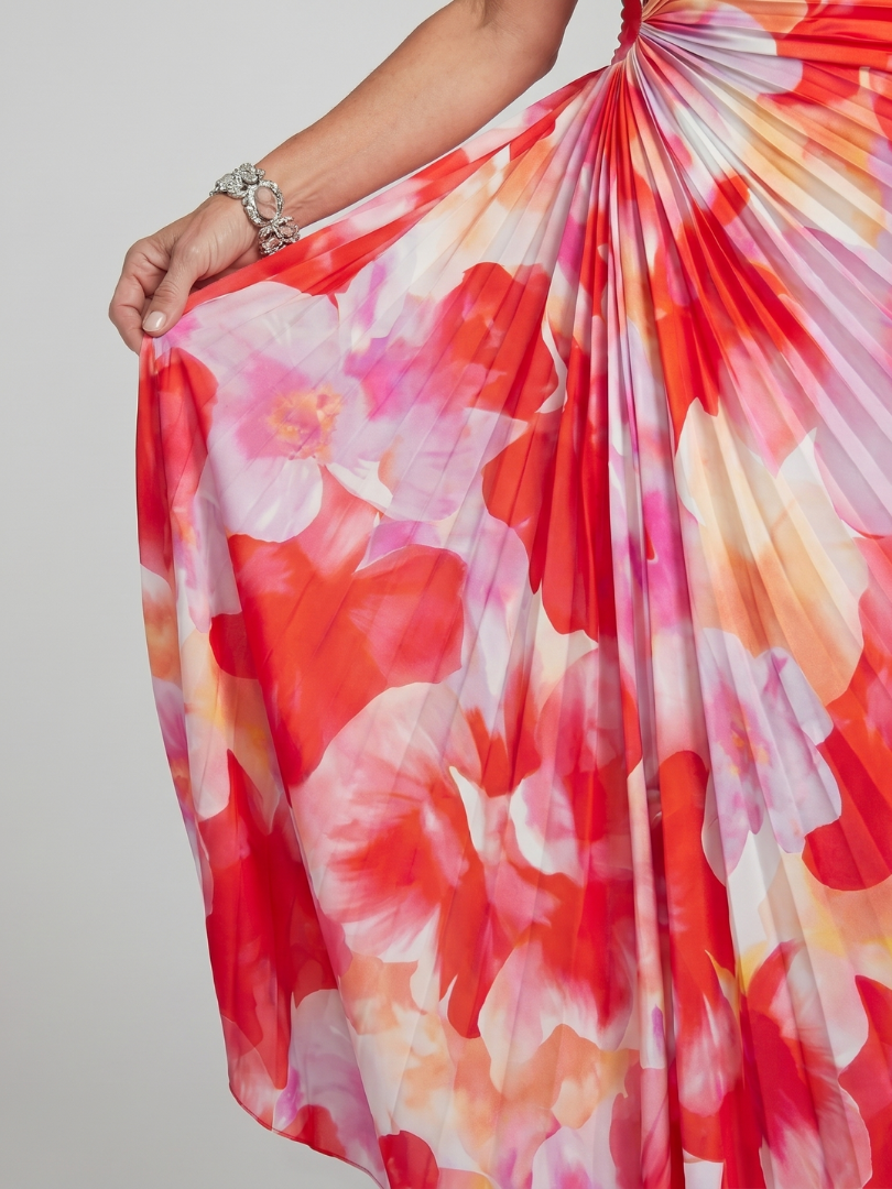 Renata™ | Vestido Midi Un Hombro con Cuerpo Plisado