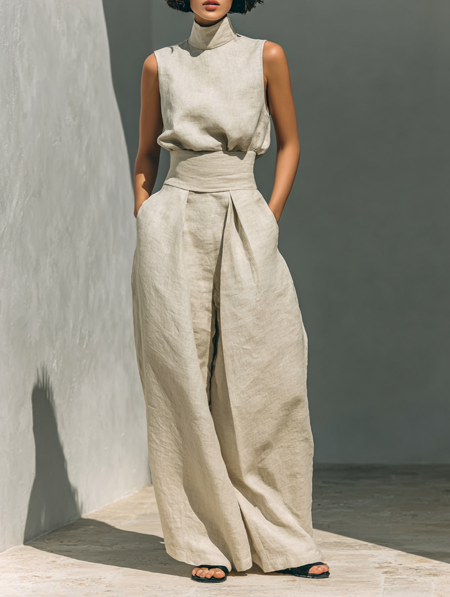 Yolanda™ | Conjunto Completo de Lino con Top y Pantalón Amplio