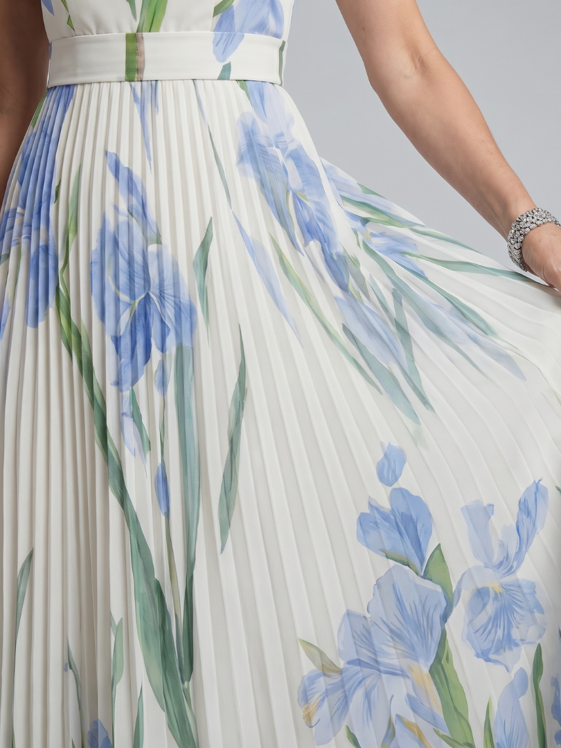 Nadia™ | Vestido Midi Sin Mangas con Escote Cuadrado y Estampado Floral
