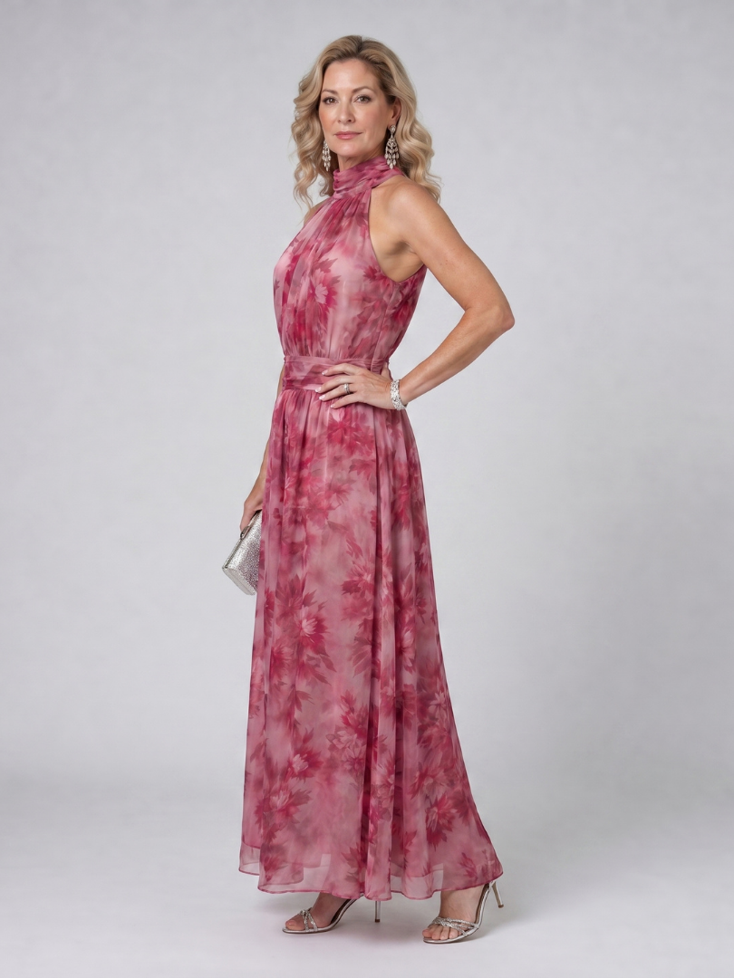Itzel™ | Vestido Midi Halter Suave con Cuerpo Fruncido