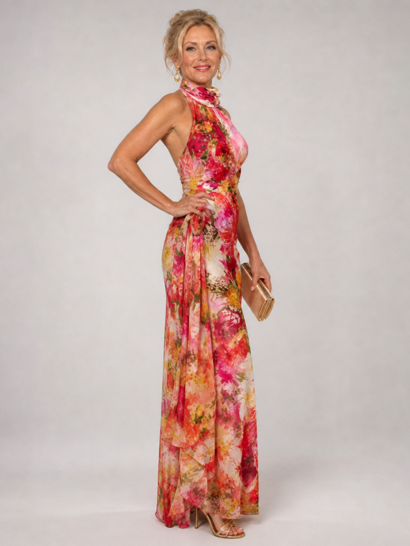 Gabriela™ | Vestido Maxi Halter con Estampado Floral