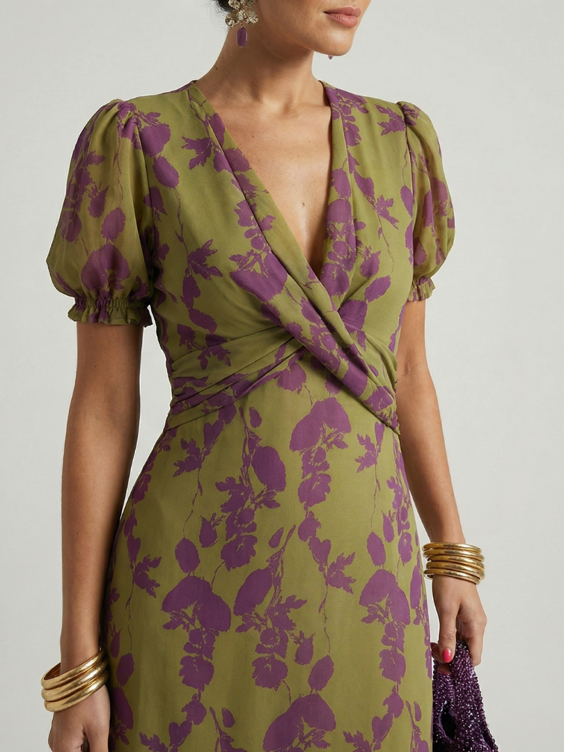 Paloma™ | Vestido Midi Floral Relajado con Manga Corta