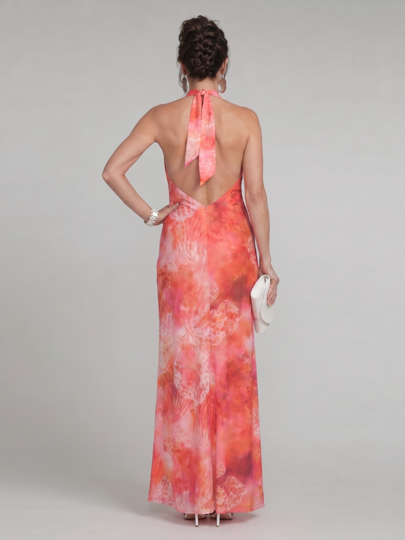 Lorena™ | Vestido Maxi Halter Ceñido con Estampado Impreso