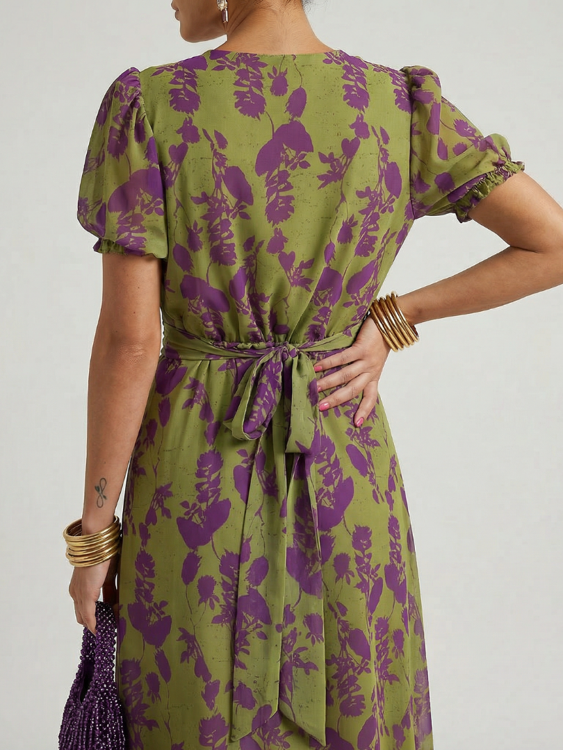 Paloma™ | Vestido Midi Floral Relajado con Manga Corta