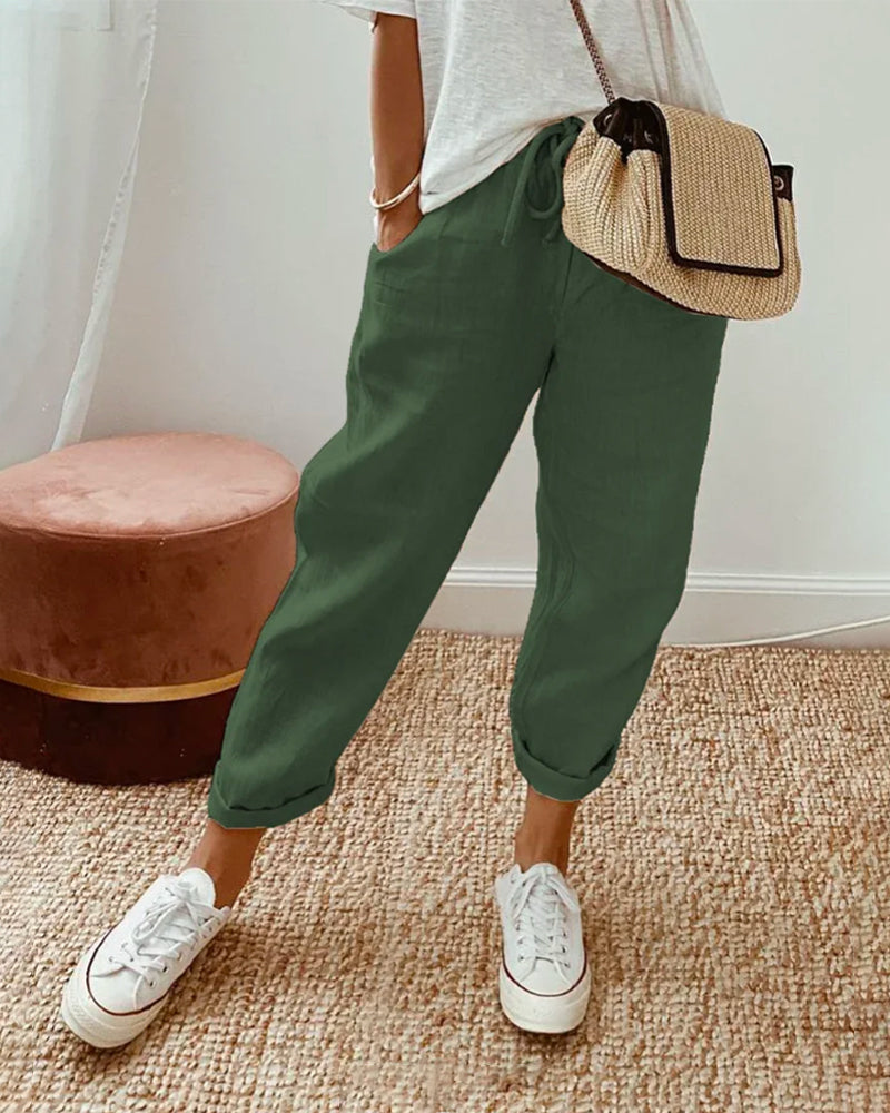 Lucie™ | Pantalón Fluido en Mezcla de Algodón y Lino