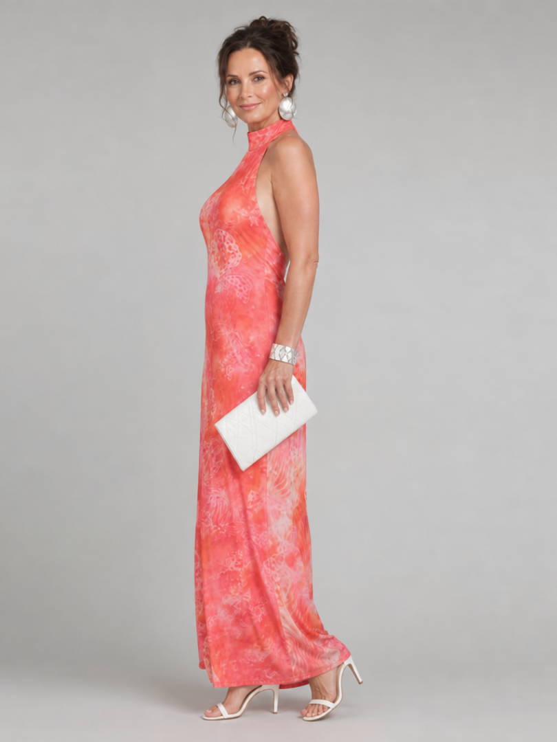 Lorena™ | Vestido Maxi Halter Ceñido con Estampado Impreso