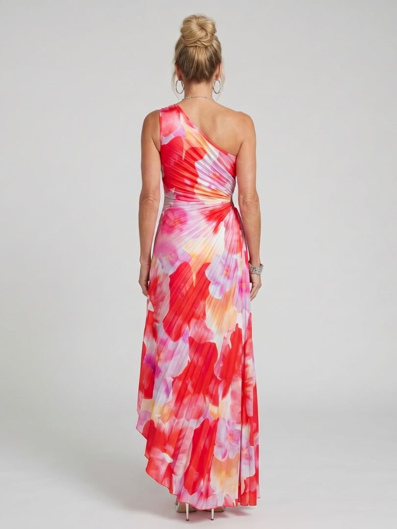 Renata™ | Vestido Midi Un Hombro con Cuerpo Plisado