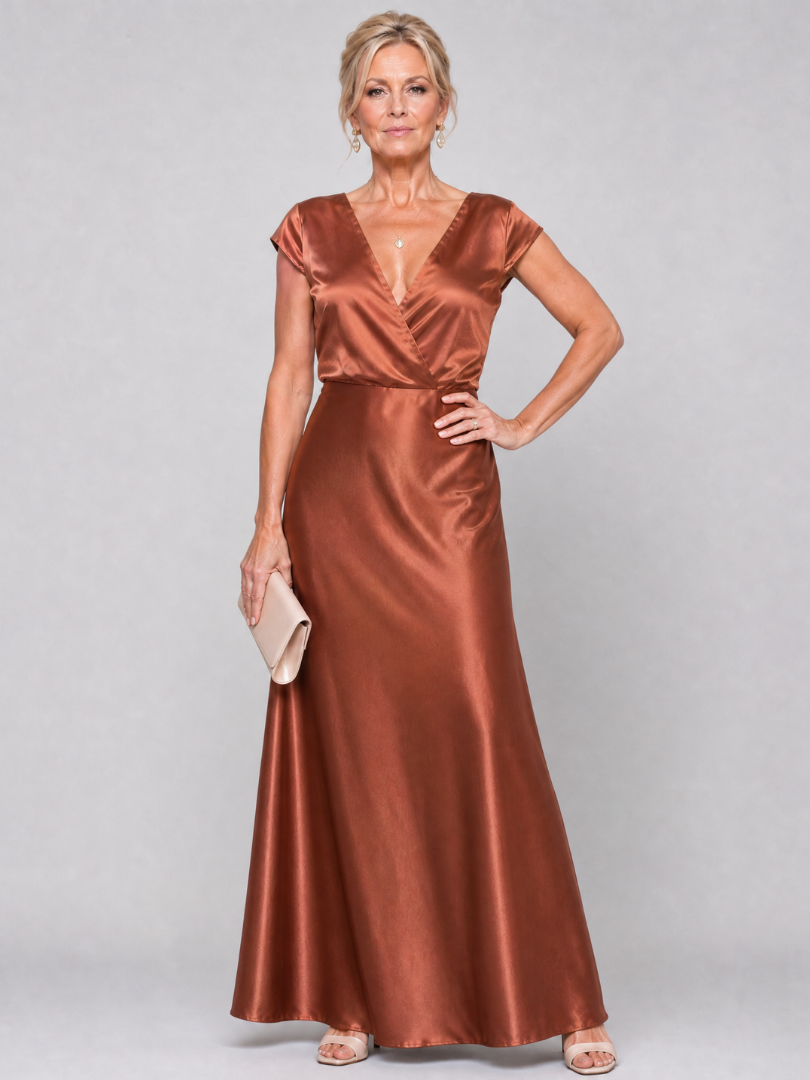 Natalia™ | Vestido Maxi Envolvente con Manga Casquillo