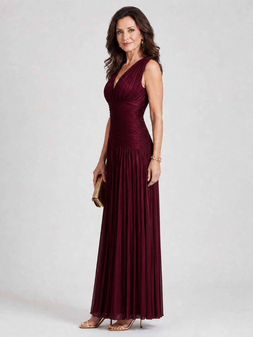 Daniela™ | Vestido Midi Sin Mangas Plisado con Escote en V
