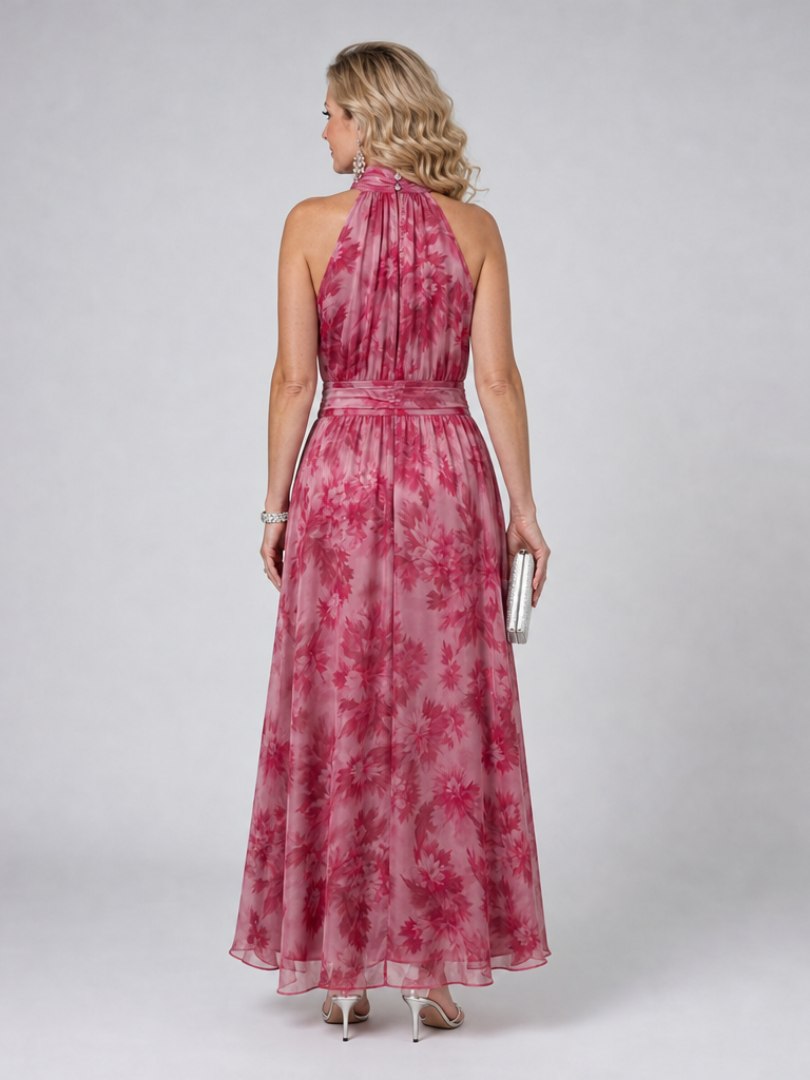 Itzel™ | Vestido Midi Halter Suave con Cuerpo Fruncido
