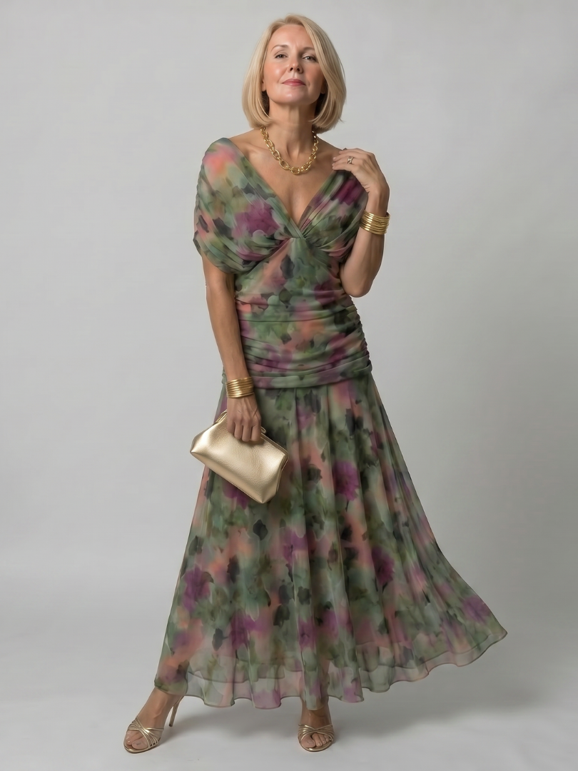 Calen™ | Vestido Midi Hombros Descubiertos con Falda Fluida