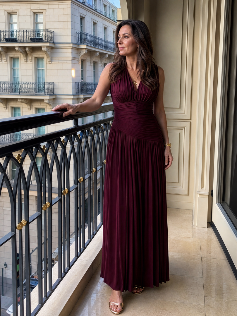 Daniela™ | Vestido Midi Sin Mangas Plisado con Escote en V