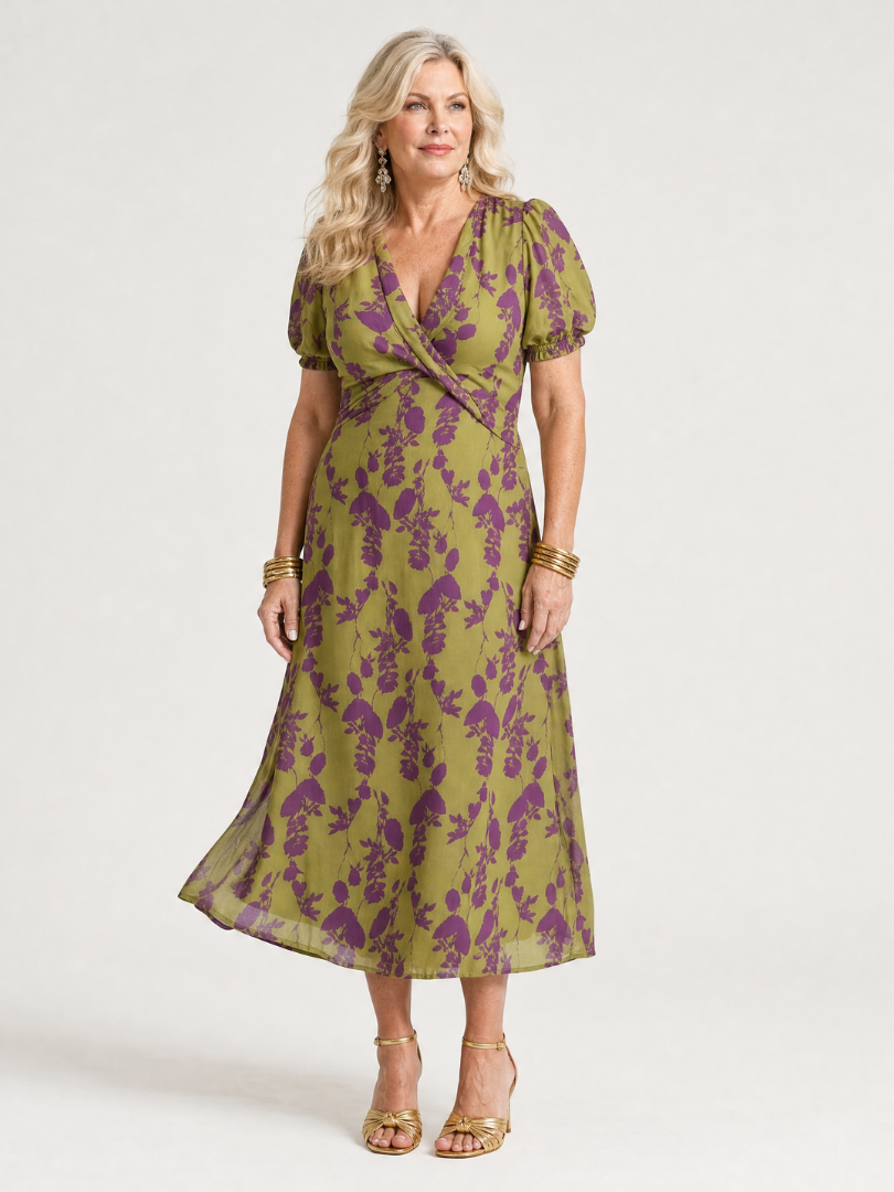 Paloma™ | Vestido Midi Floral Relajado con Manga Corta