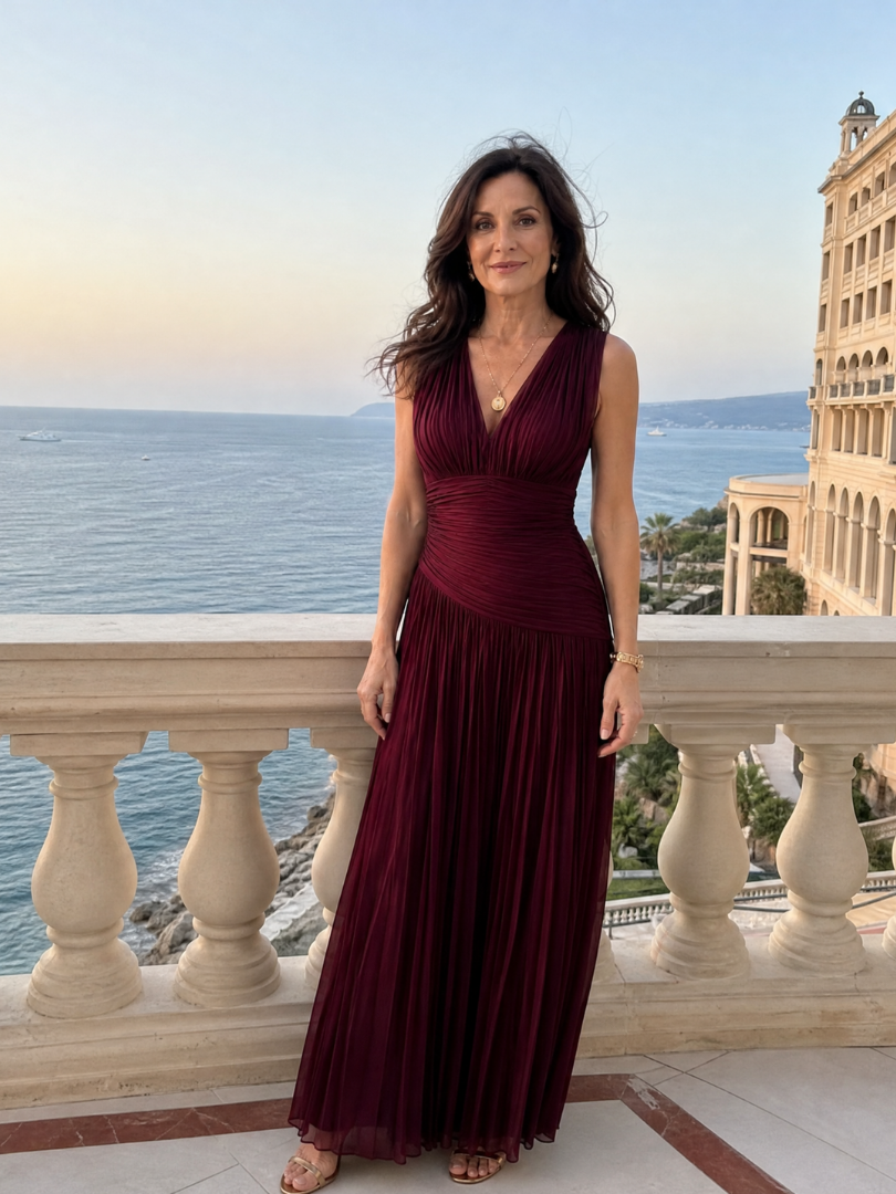Daniela™ | Vestido Midi Sin Mangas Plisado con Escote en V