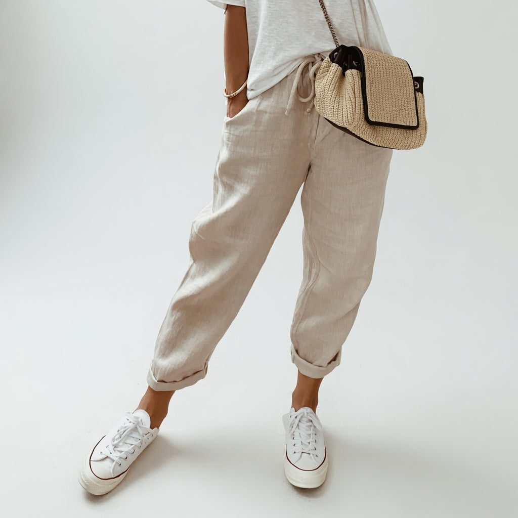 Lucie™ | Pantalón Fluido en Mezcla de Algodón y Lino