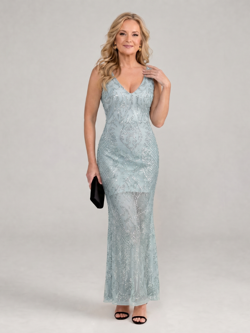 Rebeca™ | Vestido Midi con Lentejuelas y Panel Transparente