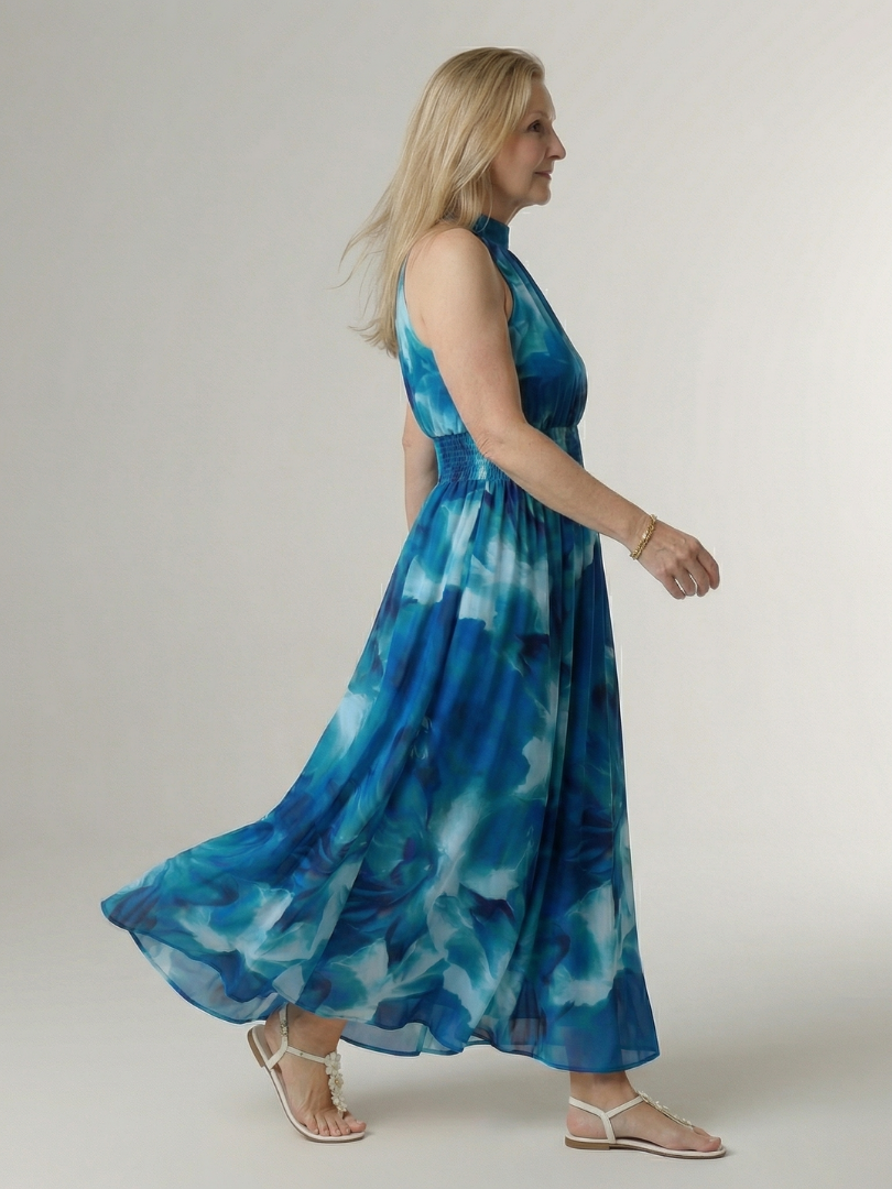 Sylin™ | Vestido Midi Halter con Cintura Fruncida