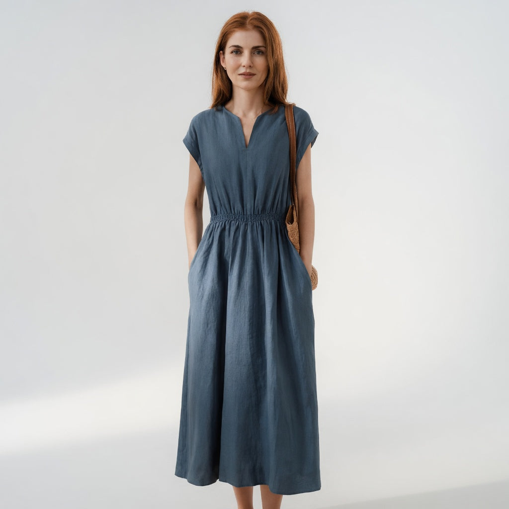 Lina™ | Vestido en Lino Mezclado Fluido y Elegante
