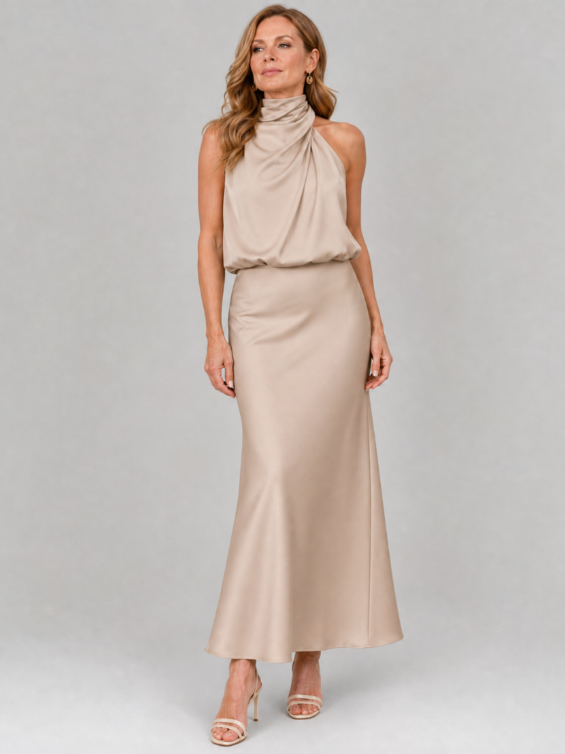 Marisol™ | Vestido Midi Sin Mangas con Escote Drapeado