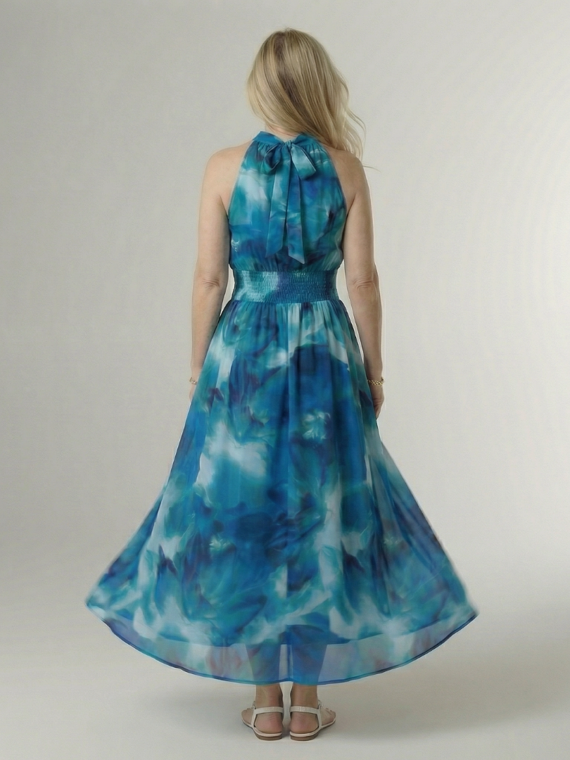 Sylin™ | Vestido Midi Halter con Cintura Fruncida