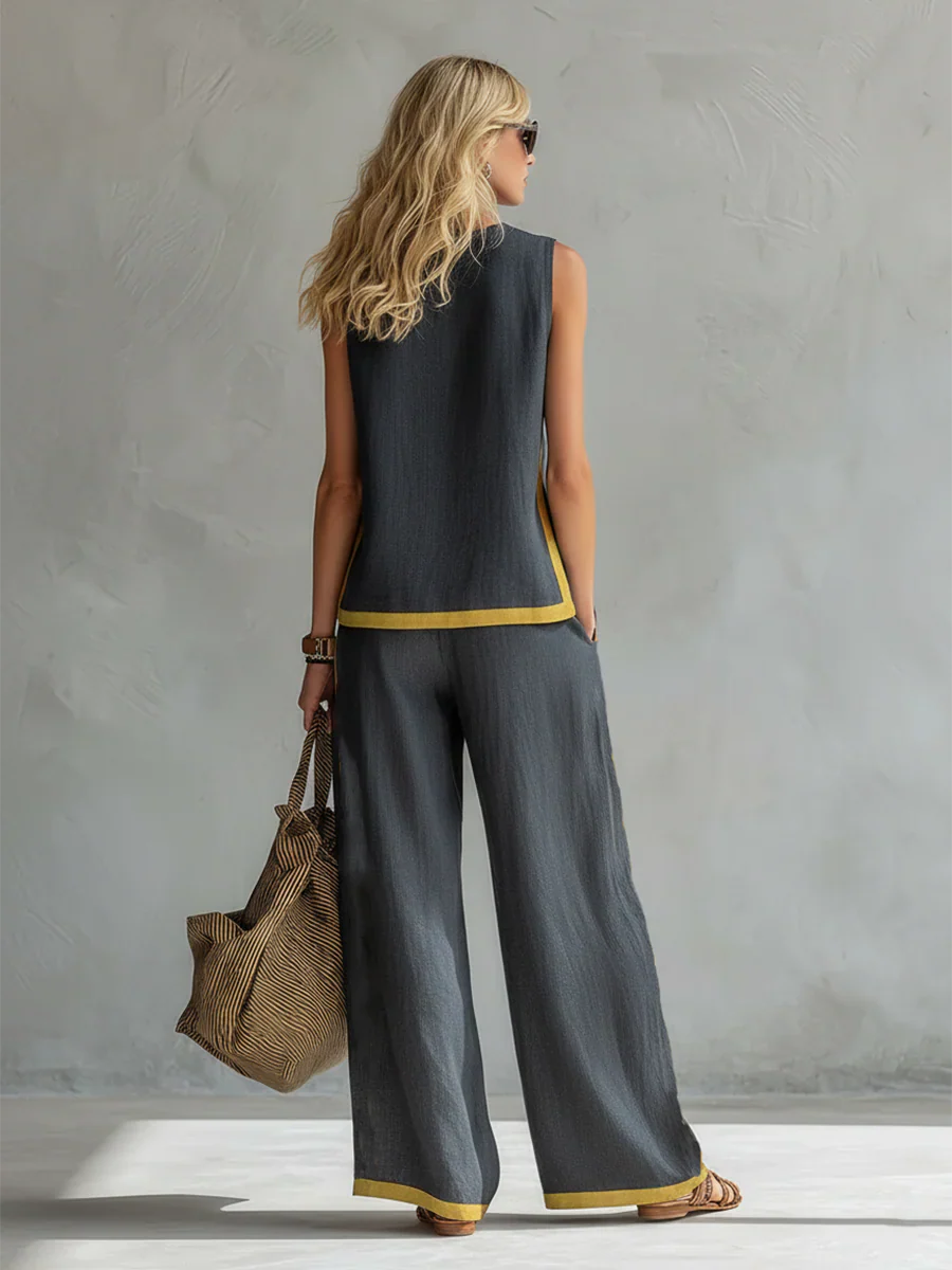 Leila™ | Conjunto Fluido con Detalles a Contraste