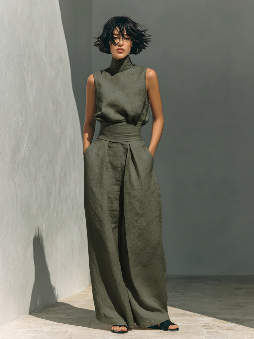 Yolanda™ | Conjunto Completo de Lino con Top y Pantalón Amplio
