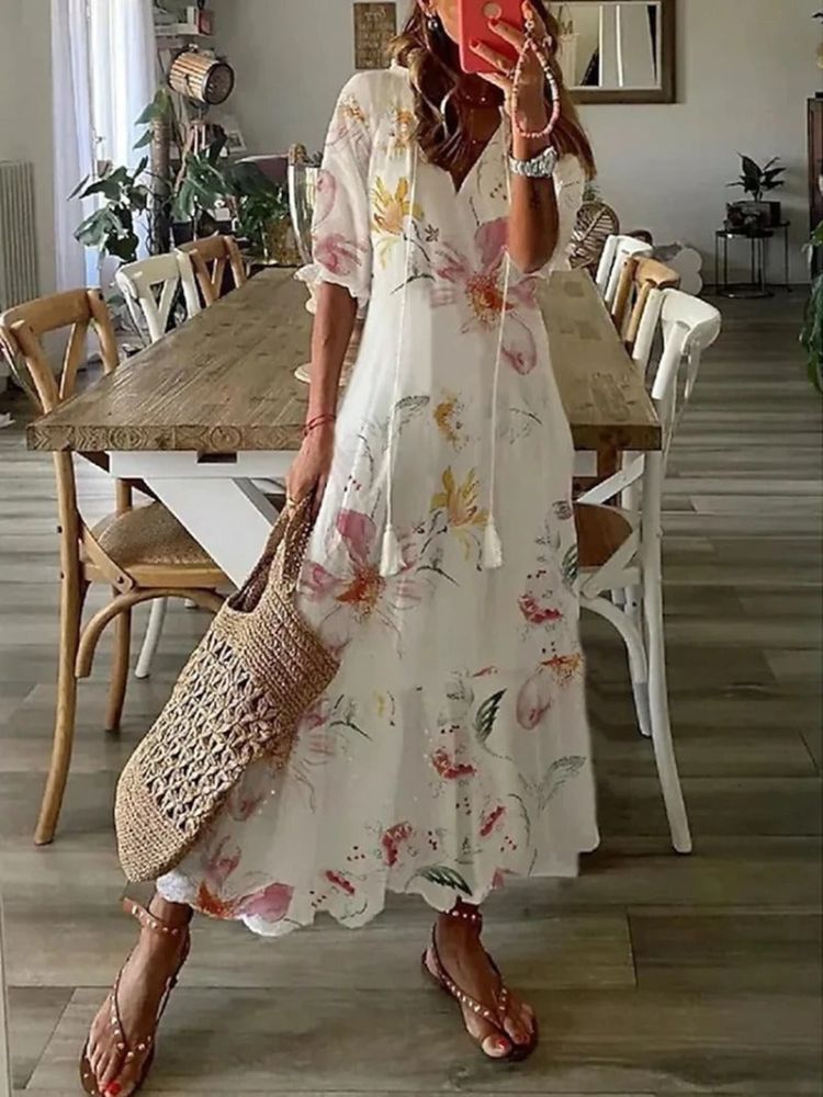 Élodie™ | Vestido Maxi Floral de Terciopelo
