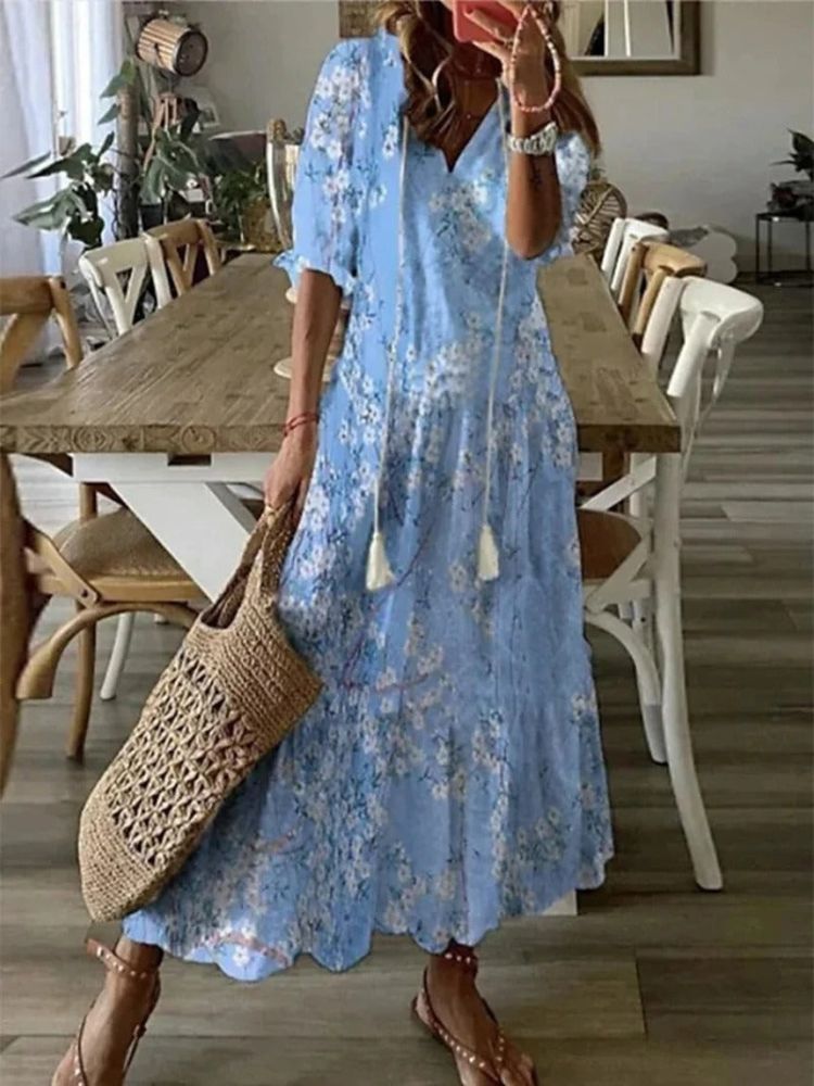 Élodie™ | Vestido Maxi Floral de Terciopelo