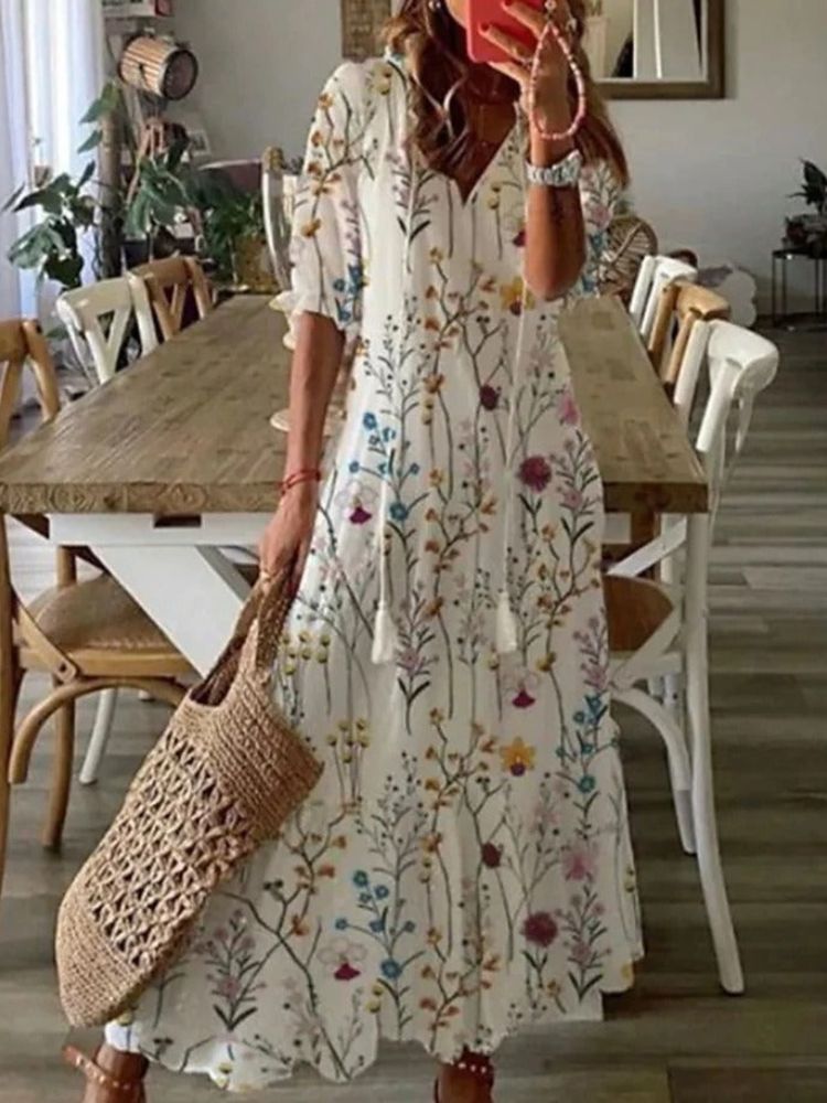 Élodie™ | Vestido Maxi Floral de Terciopelo
