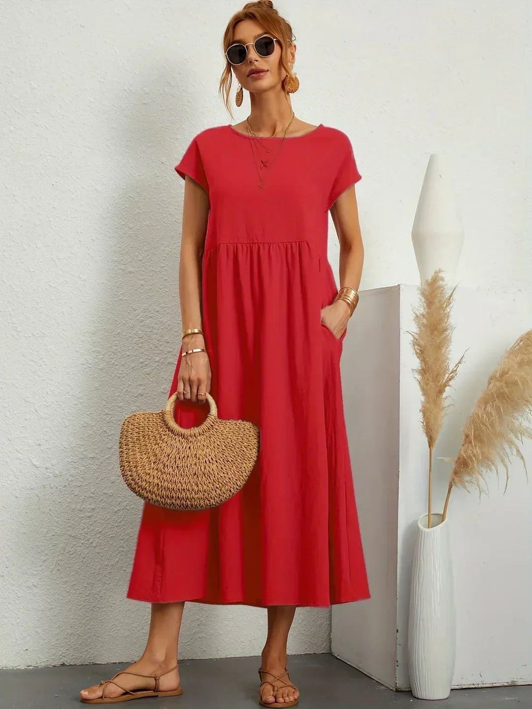 Gabriela™ | Vestido Midi Fluido Elegancia Atemporal