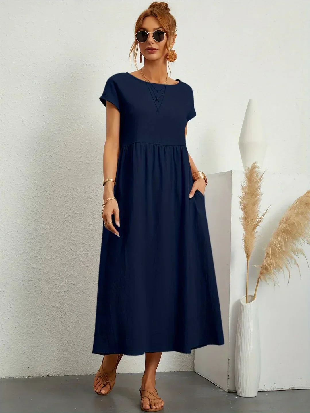 Gabrielle™ | Vestido Midi Fluido Elegancia Atemporal