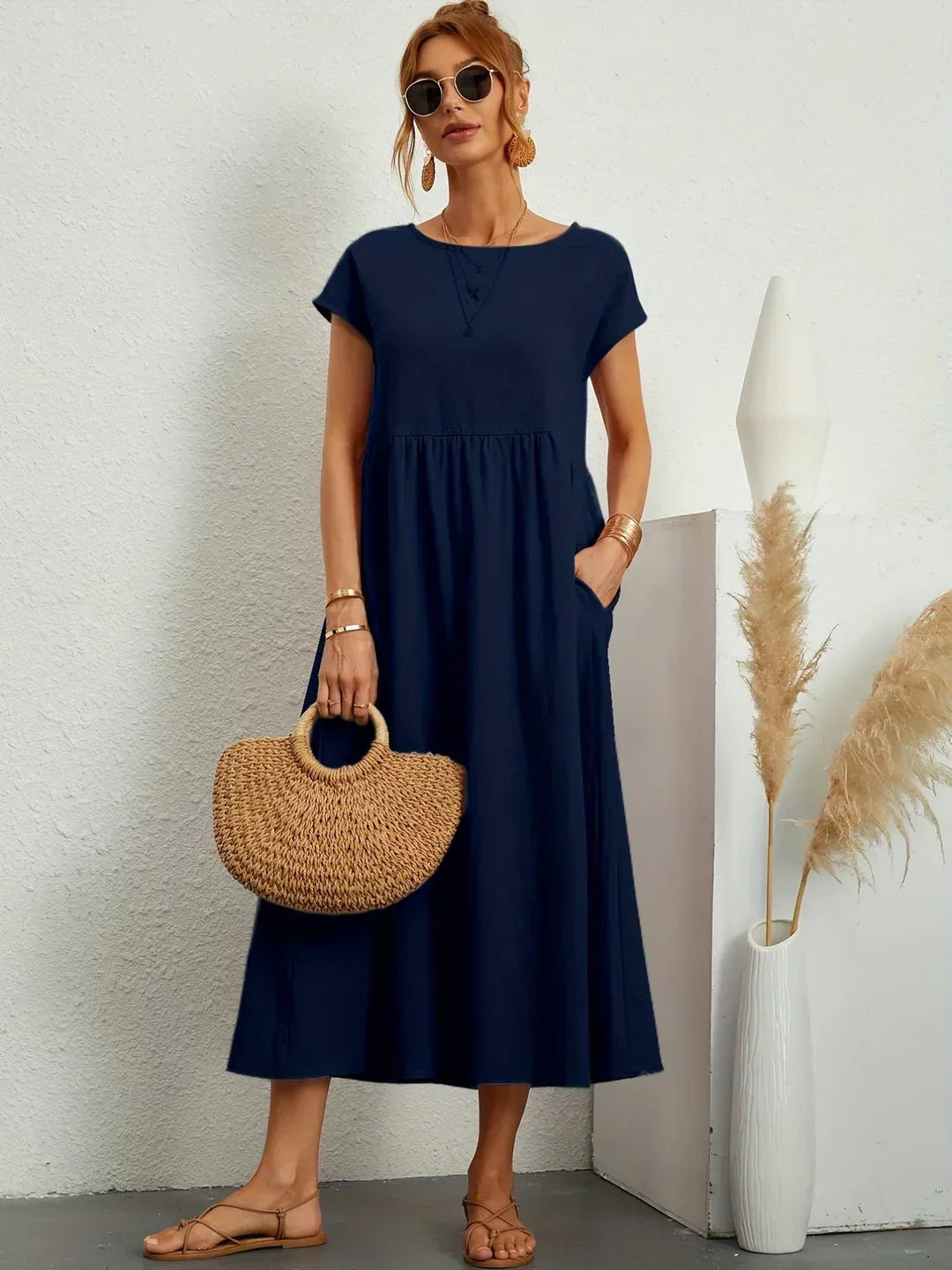 Gabriela™ | Vestido Midi Fluido Elegancia Atemporal
