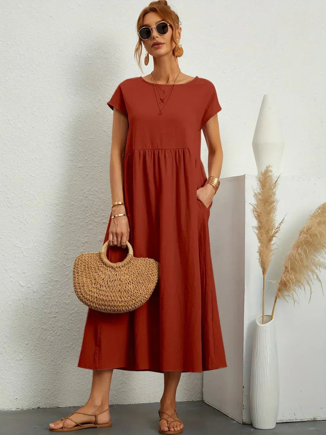 Gabriela™ | Vestido Midi Fluido Elegancia Atemporal