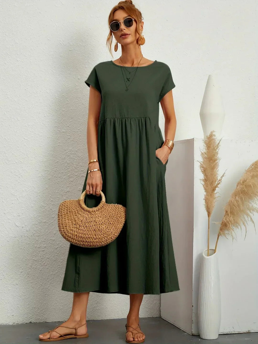 Gabriela™ | Vestido Midi Fluido Elegancia Atemporal
