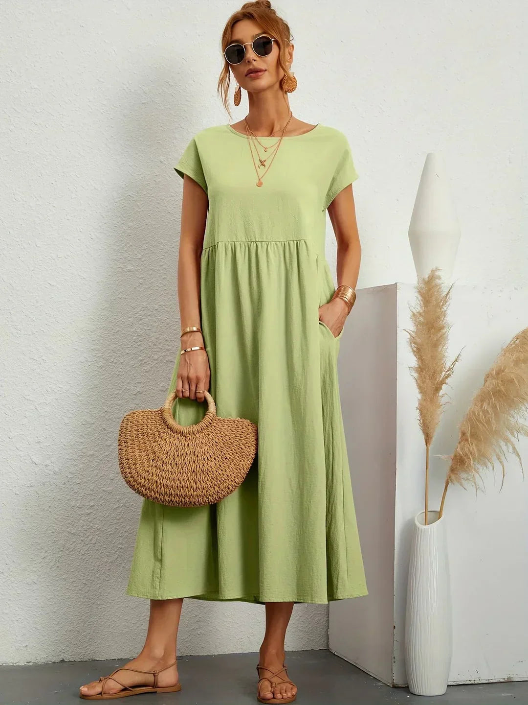 Gabriela™ | Vestido Midi Fluido Elegancia Atemporal