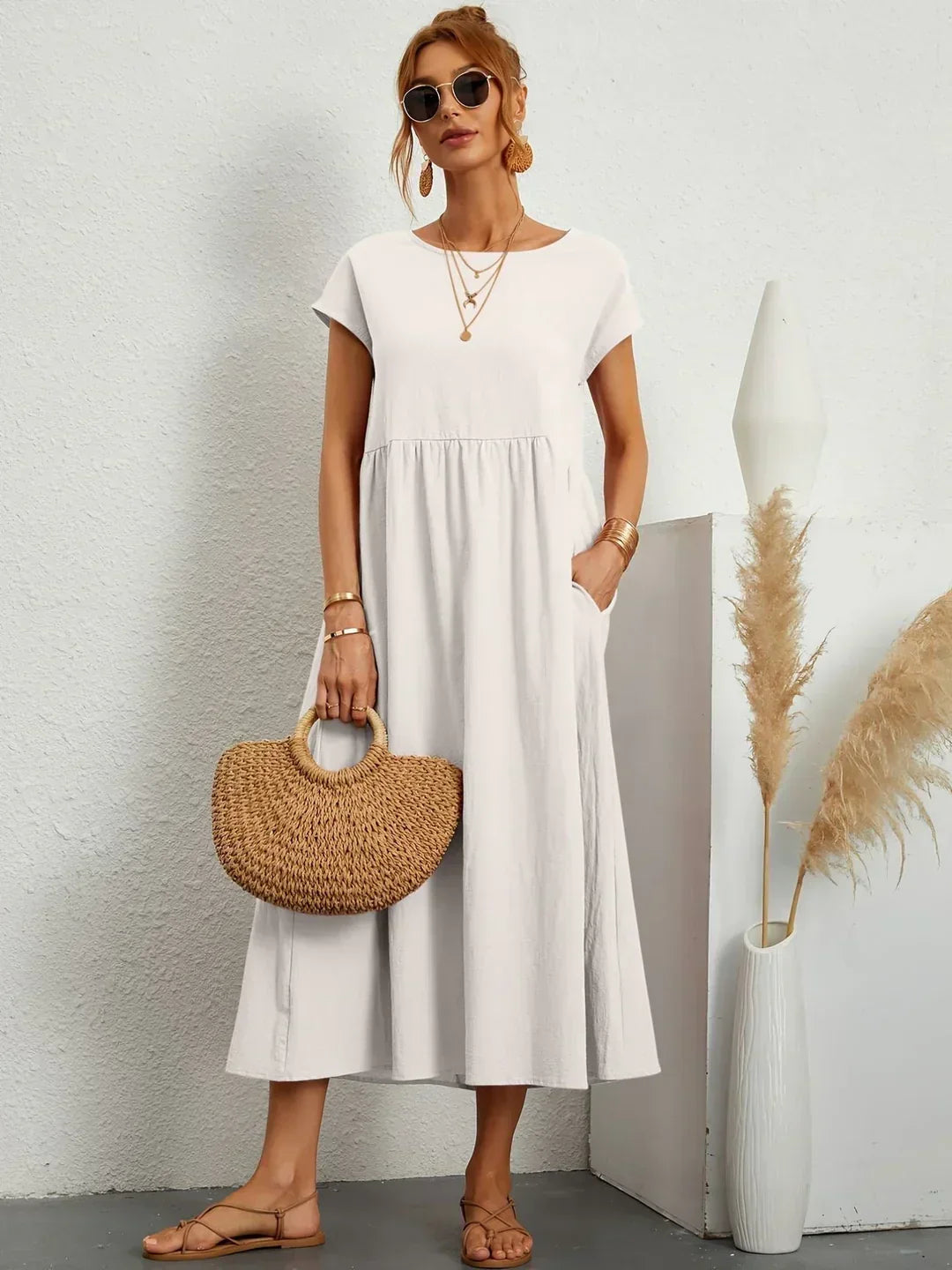 Gabriela™ | Vestido Midi Fluido Elegancia Atemporal