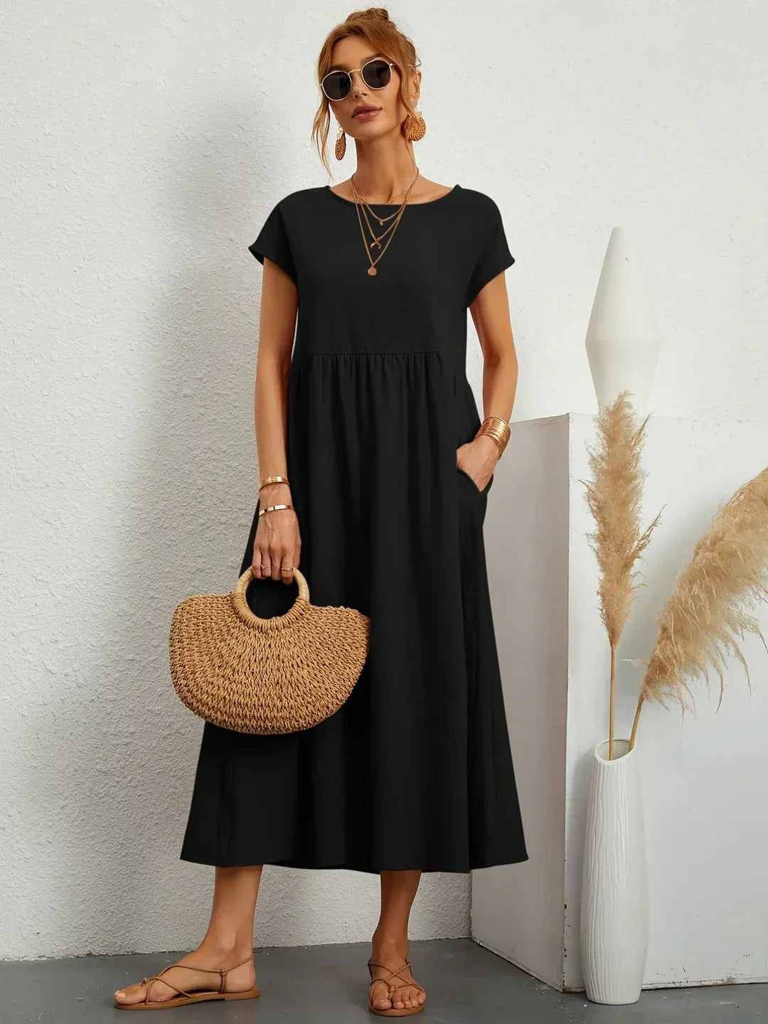 Gabriela™ | Vestido Midi Fluido Elegancia Atemporal
